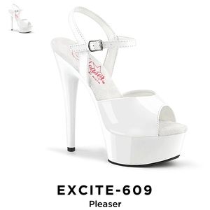 Pleaser Comfort Platforms with Ankle Strap. Size 9. In White.